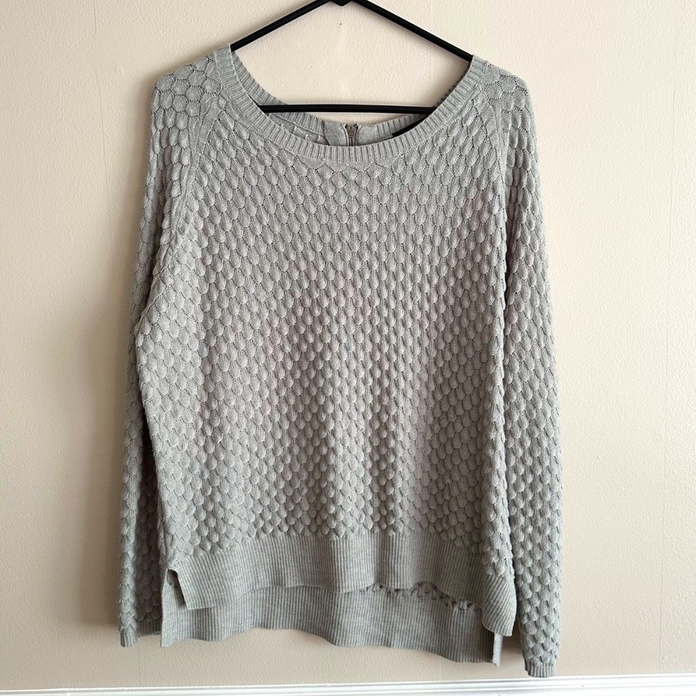 French Connection gray scoop neck lightweight textured sweater L